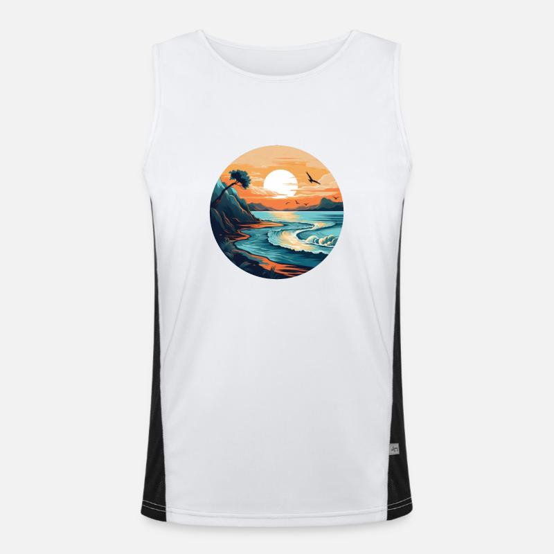 Sunset ocean Men's Functional Contrast Tank Top 