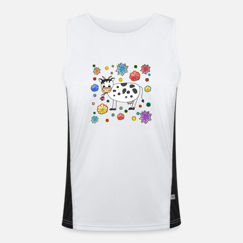 Cow - Men's Functional Contrast Tank Top  - white/black