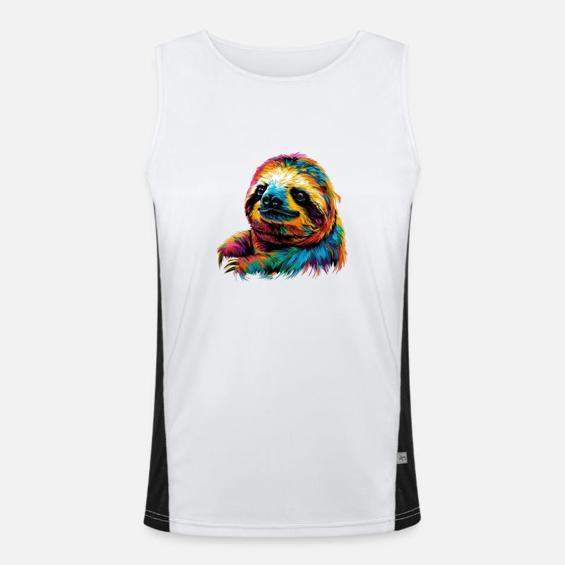 Sloth pop art Men's Functional Contrast Tank Top 