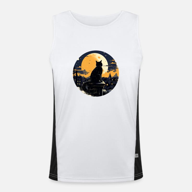 Midnight cat Men's Functional Contrast Tank Top 