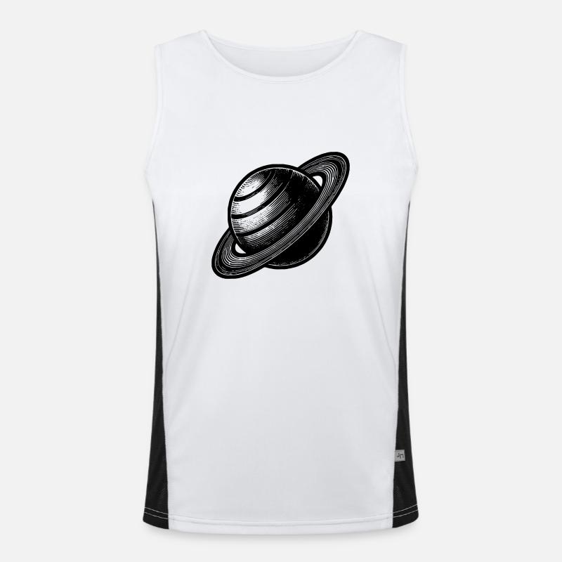 Ringplanet Saturn mit Ringssystem im Sonnensystem Funktionelles Kontrast-Tank Top für Männer 