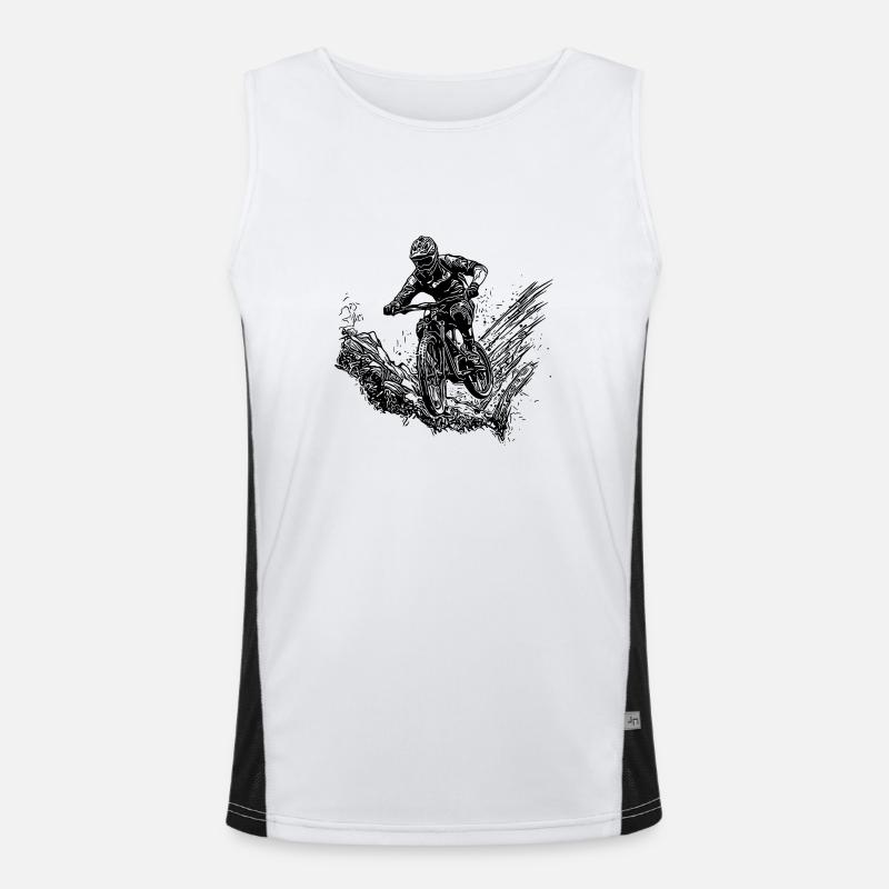 Mountainbiker Radfahrer Schlamm Wald Abfahrt Funktionelles Kontrast-Tank Top für Männer 