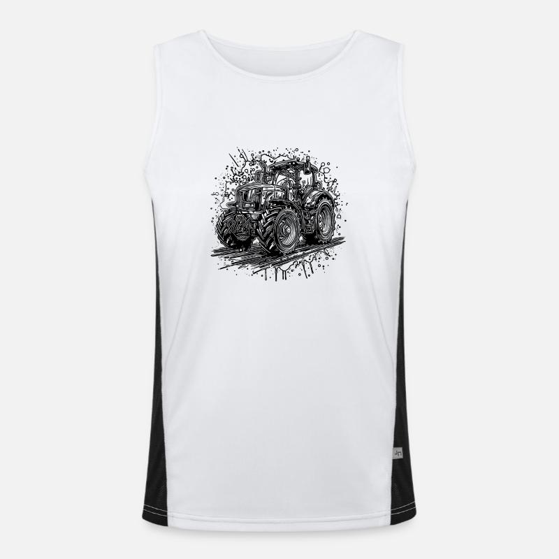 Traktor Splash Design mit Feld Schlepper Funktionelles Kontrast-Tank Top für Männer 
