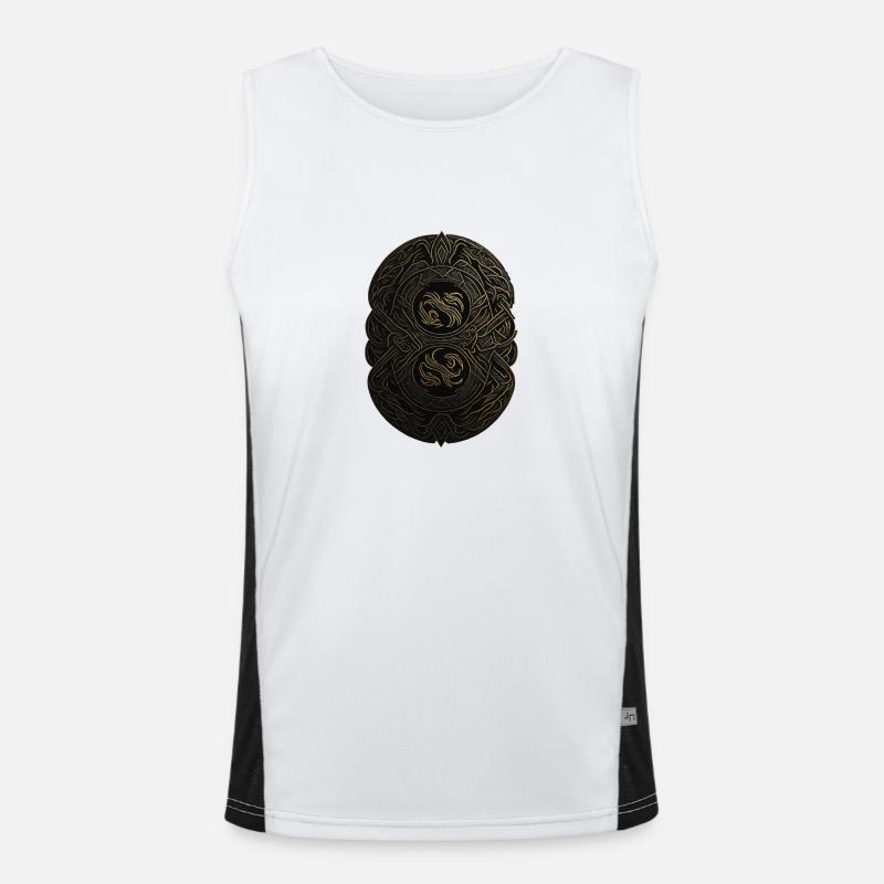 Mayan Black and Gold Monogram - Men's Functional Contrast Tank Top  - white/black