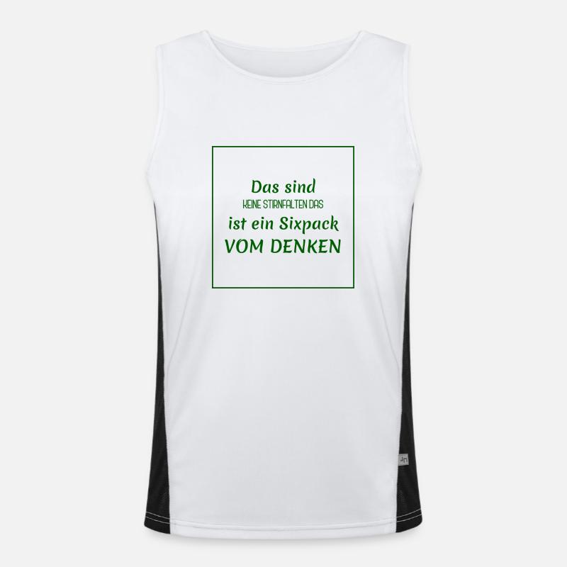 witzige sprüche - denken vs. sixpack Funktionelles Kontrast-Tank Top für Männer 