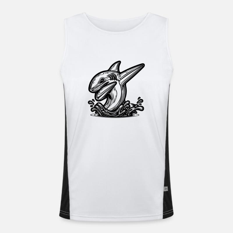 Grimmiger Dabbing Hai - Dabbender Hai Funktionelles Kontrast-Tank Top für Männer 