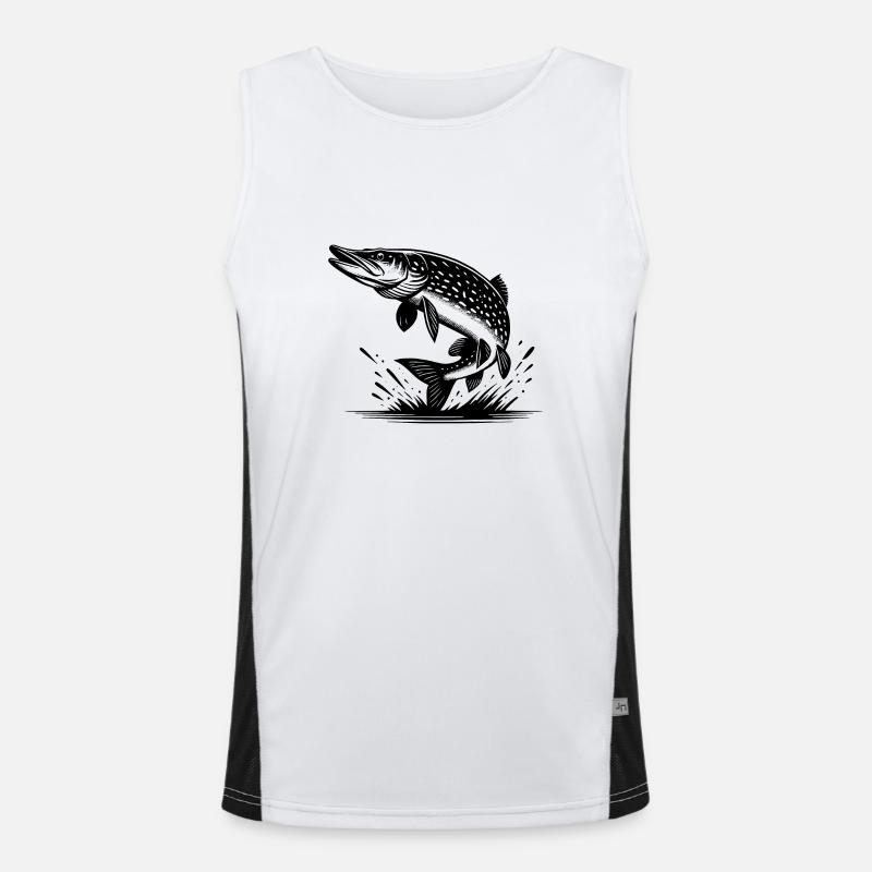 Big Leaping Pike Fish Men's Functional Contrast Tank Top 