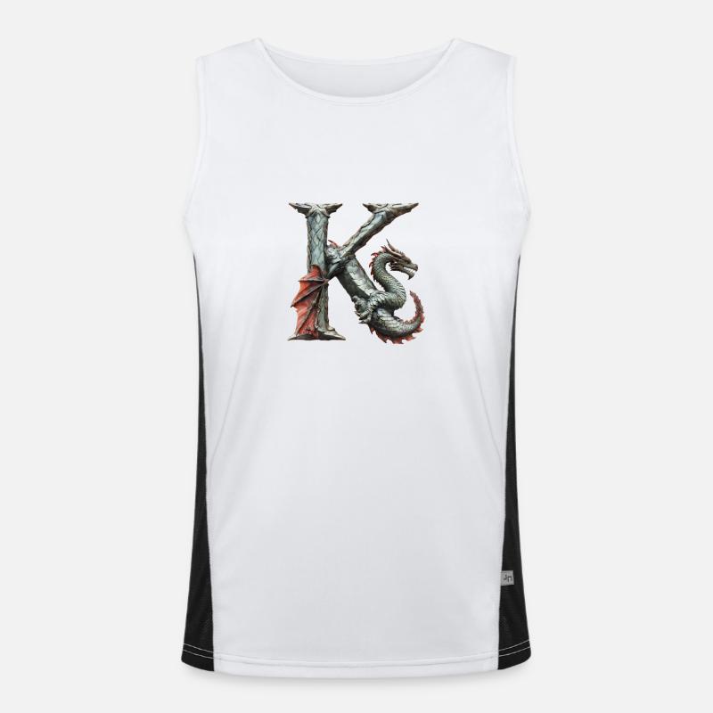 Buchstabe "K" im Drachendesign. Funktionelles Kontrast-Tank Top für Männer 
