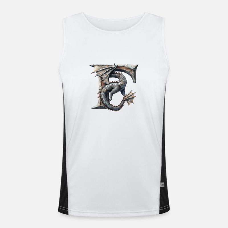 Buchstabe "F" im Drachendesign. Funktionelles Kontrast-Tank Top für Männer 