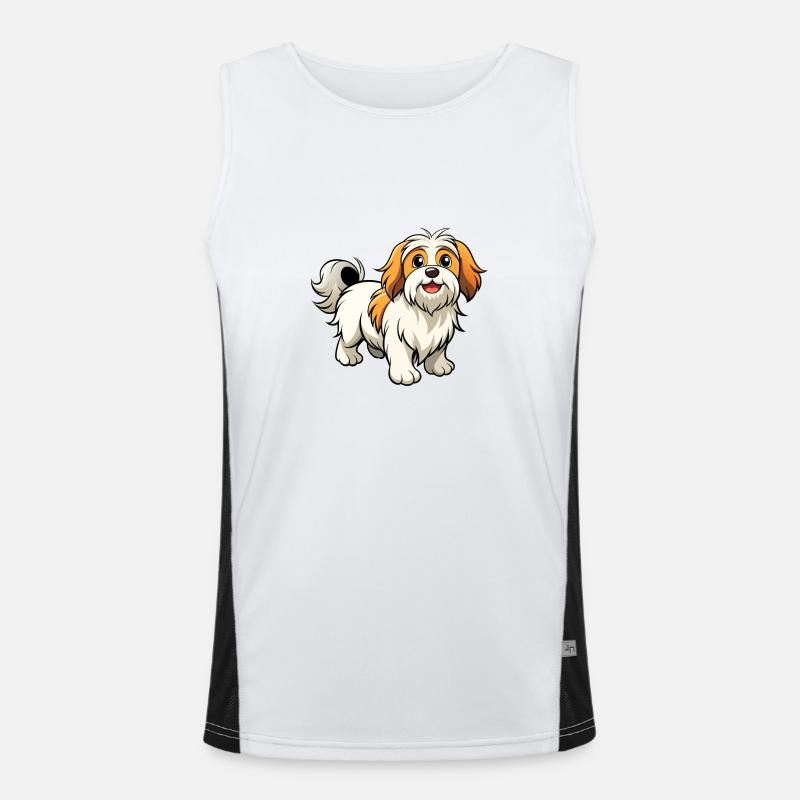Selvsikker Lhasa Apso Parade - Funktionel kontrast tanktop til herrer - hvid/sort