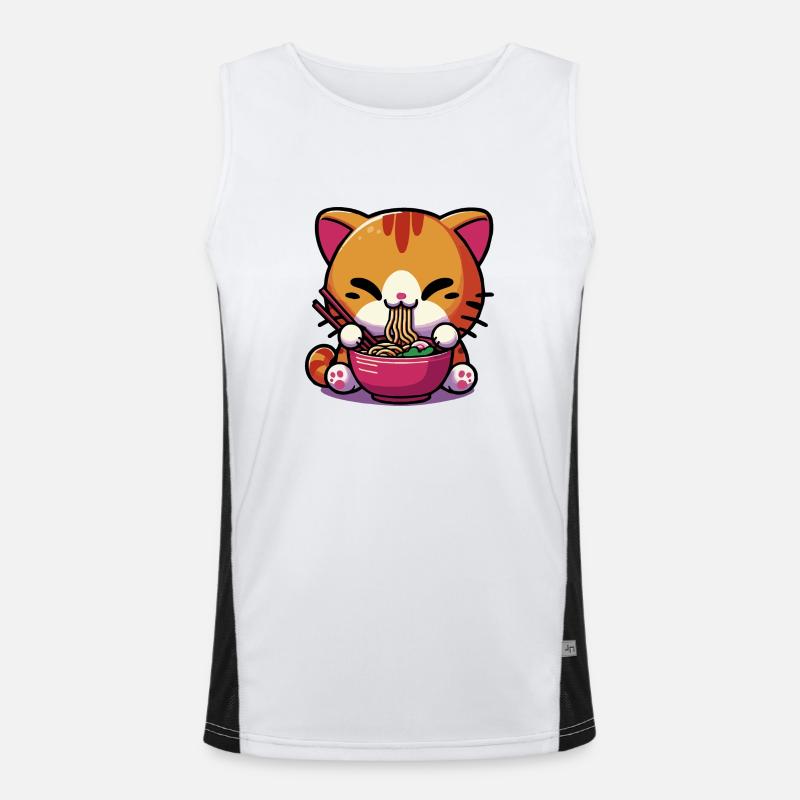 Chat Kawaii Neko mignon mangeant des Ramen 1 Débardeur respirant contrasté Homme 