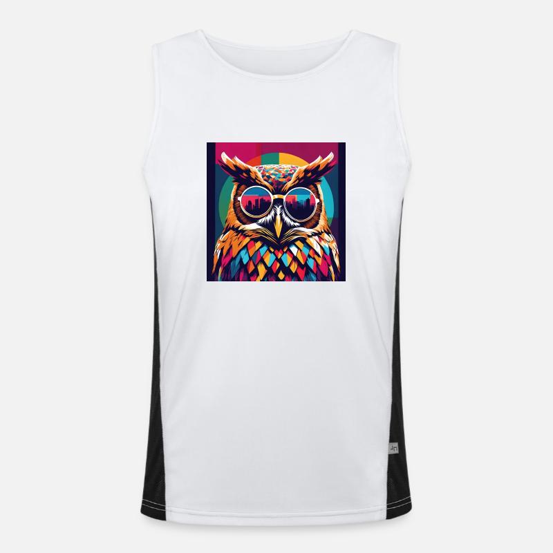 Coole Eule mit Sonnenbrille Popart Funktionelles Kontrast-Tank Top für Männer 
