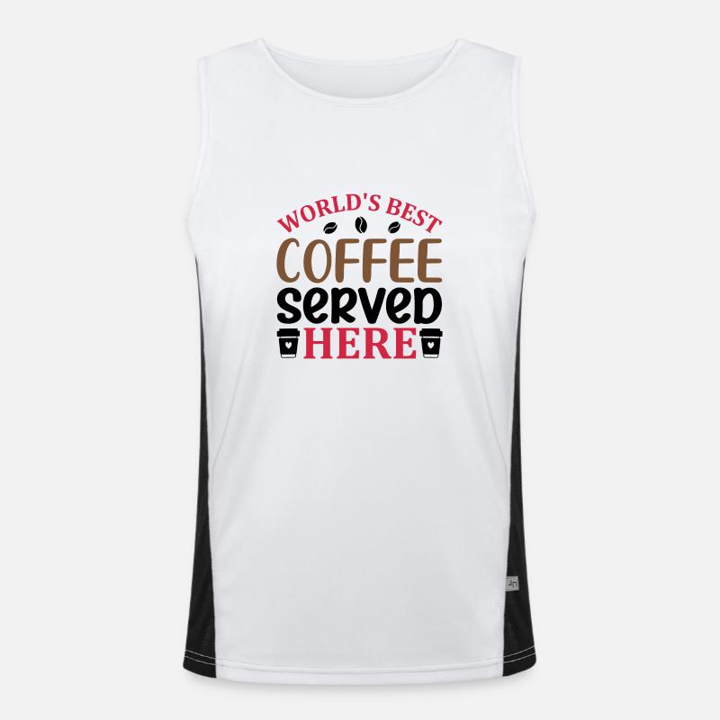 Hier wird der beste Kaffee der Welt serviert Funktionelles Kontrast-Tank Top für Männer 