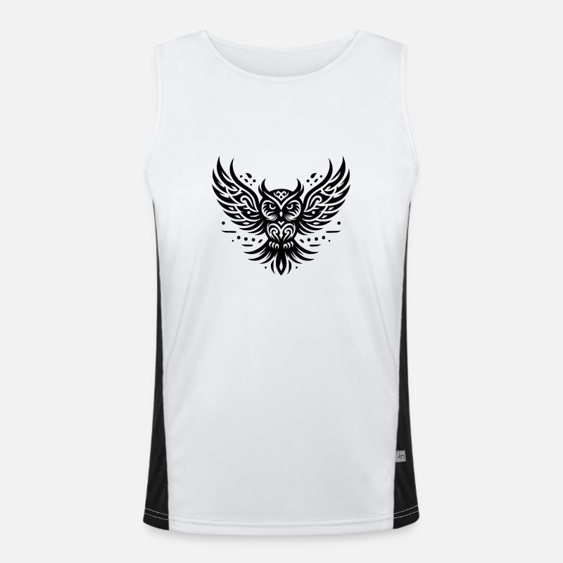 Fliegende Eule im Tattoo Style Funktionelles Kontrast-Tank Top für Männer 