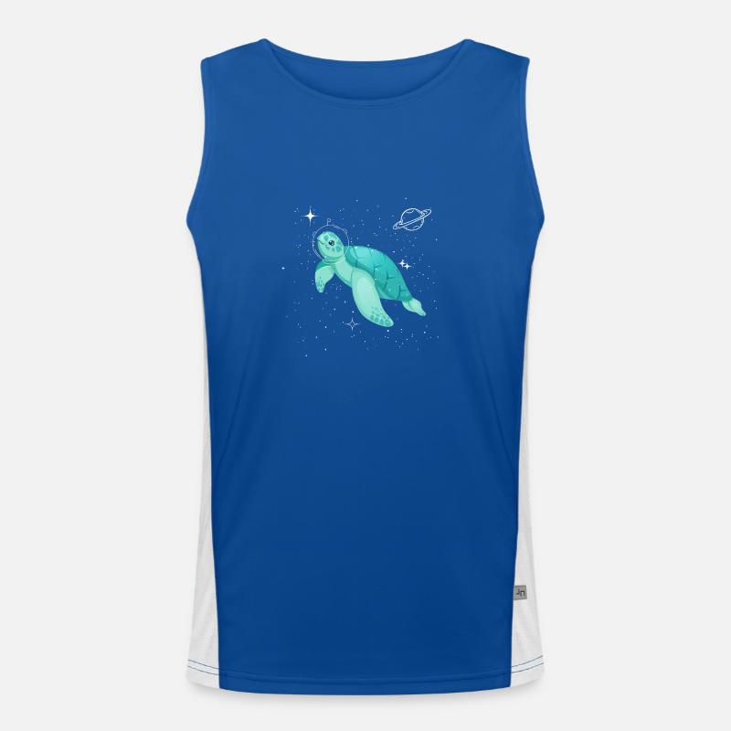 Turtle swims in space Men's Functional Contrast Tank Top 