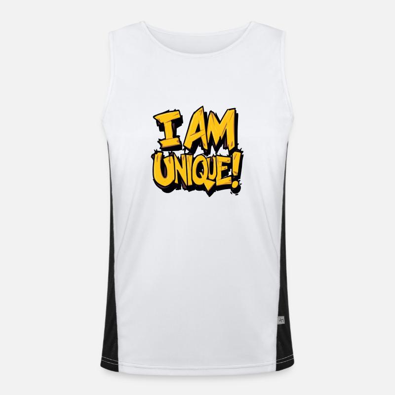 I am unique, think, positive, self-confident Men's Functional Contrast Tank Top 