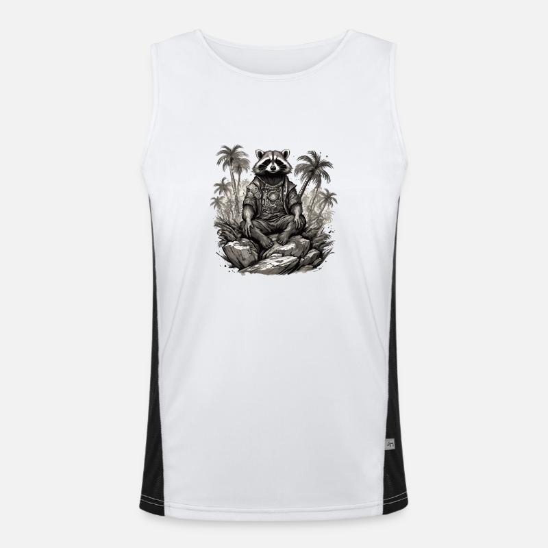 Tattoo / Tier / Kunst / cool / Comic / Waschbär Funktionelles Kontrast-Tank Top für Männer 