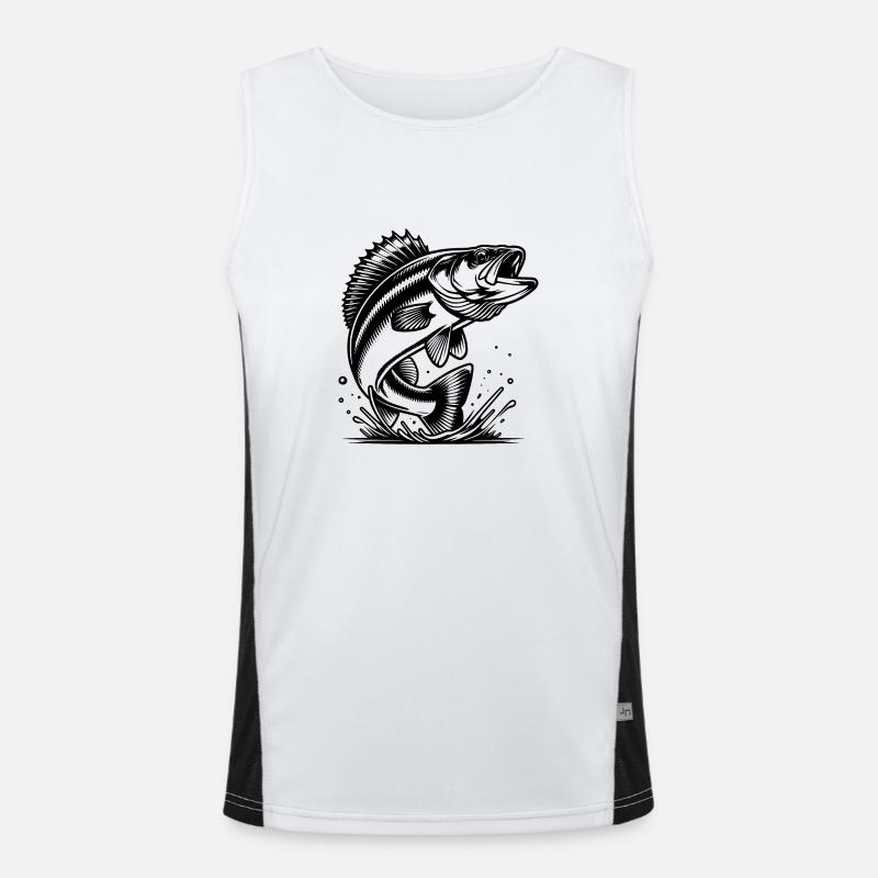 Eleganter springender Zander Raubfisch Funktionelles Kontrast-Tank Top für Männer 