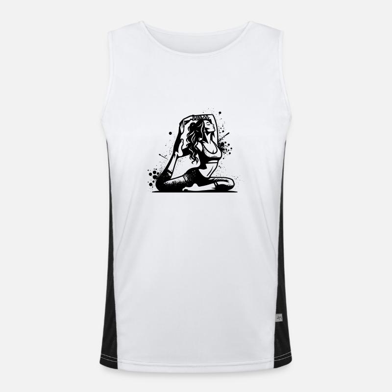 Yoga student in deep concentration exercise Men's Functional Contrast Tank Top 