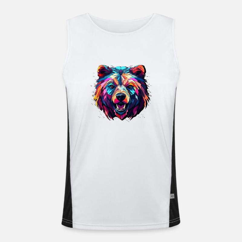 Abstract Bear Design - Bear Print - Men's Functional Contrast Tank Top  - white/black