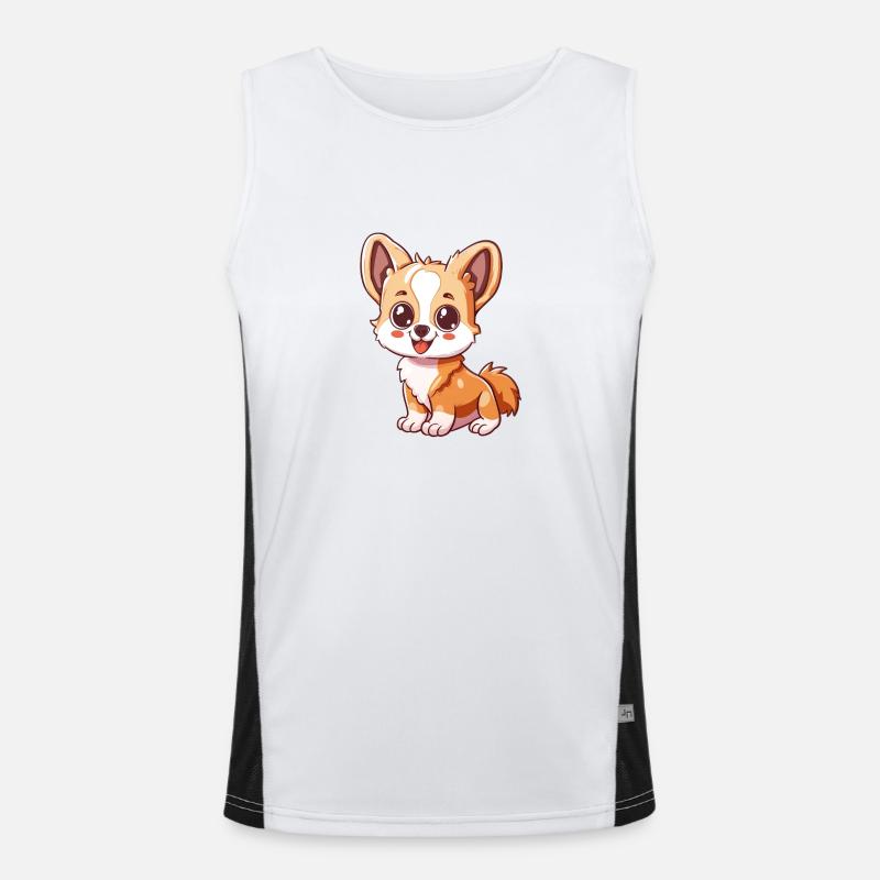 Chiot Corgi mignon avec de grands yeux Débardeur respirant contrasté Homme 