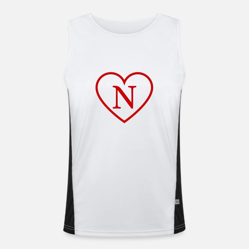 Buchstabe n rotes Herz Funktionelles Kontrast-Tank Top für Männer 