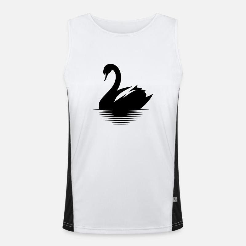 Großer Wasservogel Schwan Portrait Funktionelles Kontrast-Tank Top für Männer 