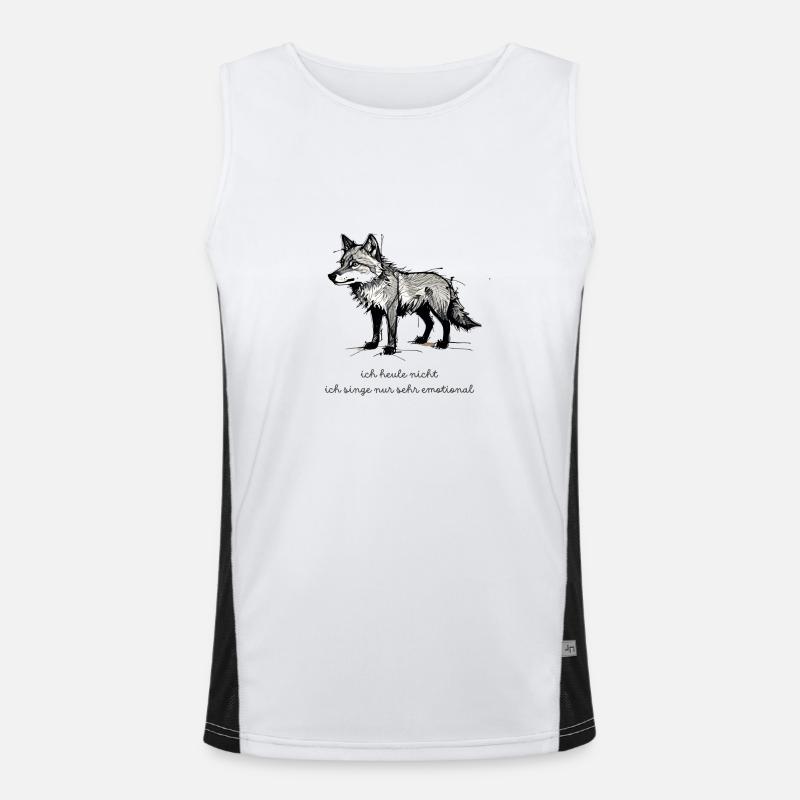 Wolf Spruch "I don't cry, I just sing very e Men's Functional Contrast Tank Top 