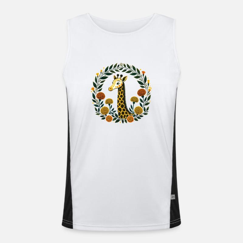 Ringelblumen-Giraffe Funktionelles Kontrast-Tank Top für Männer 