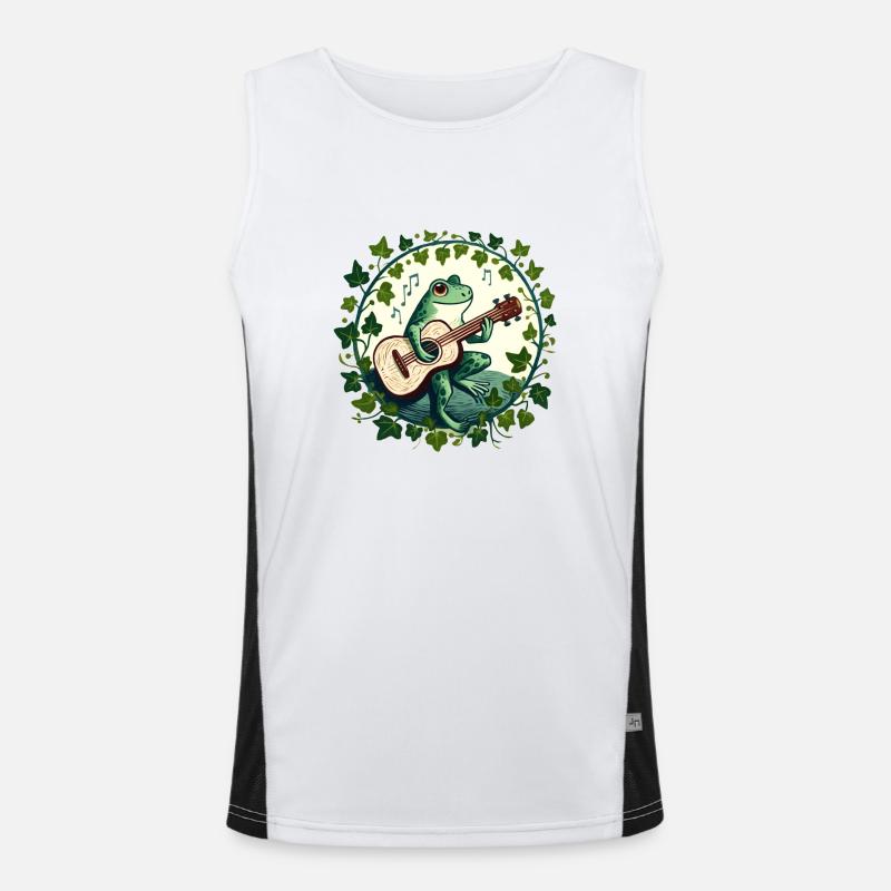 Guitar Frog - Men's Functional Contrast Tank Top  - white/black