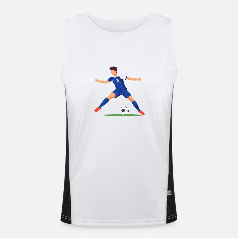 Fußballer mit blauem trikot Funktionelles Kontrast-Tank Top für Männer 