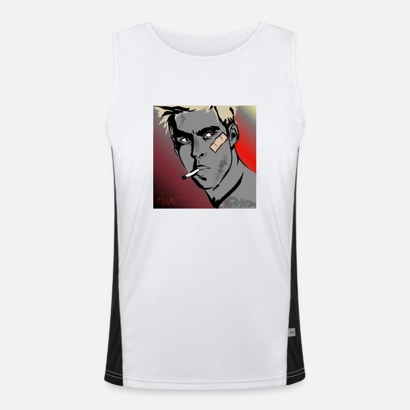 Mann mit Zigarette Funktionelles Kontrast-Tank Top für Männer 