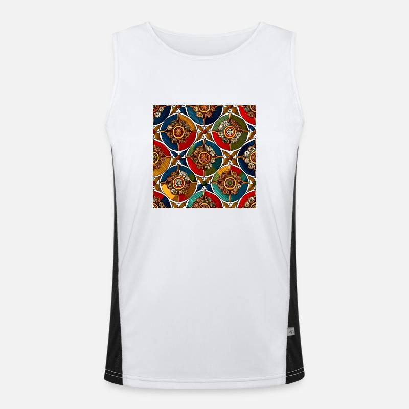 Modern Ajrakh Pattern Men's Functional Contrast Tank Top 