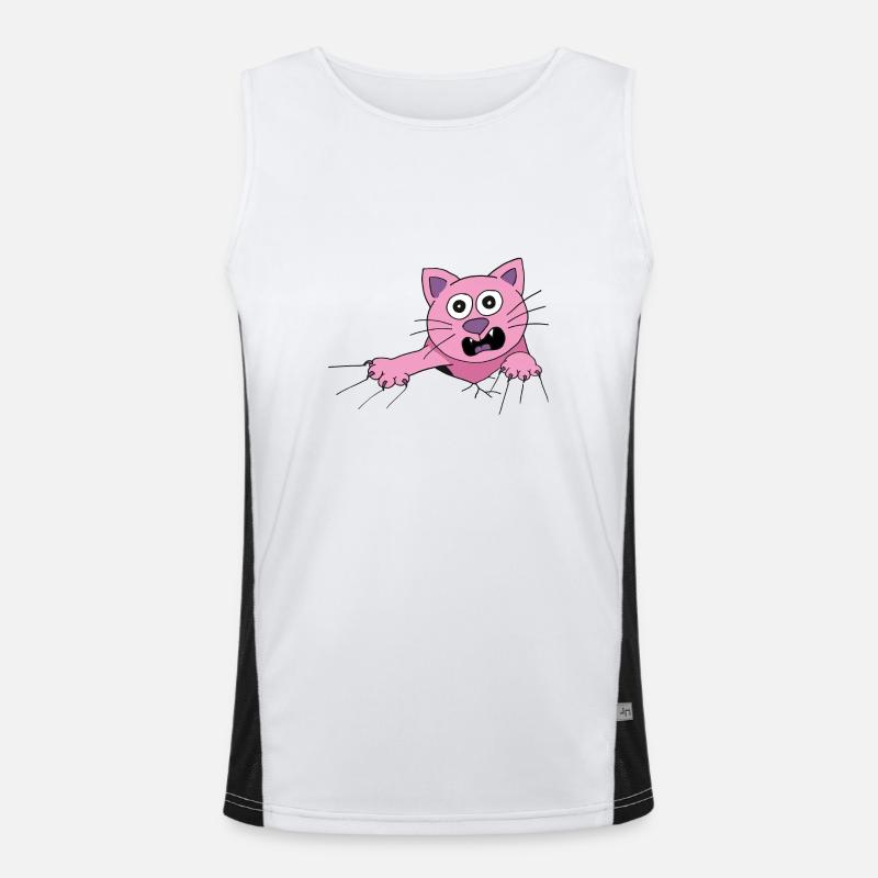 Cat screams for help Men's Functional Contrast Tank Top 