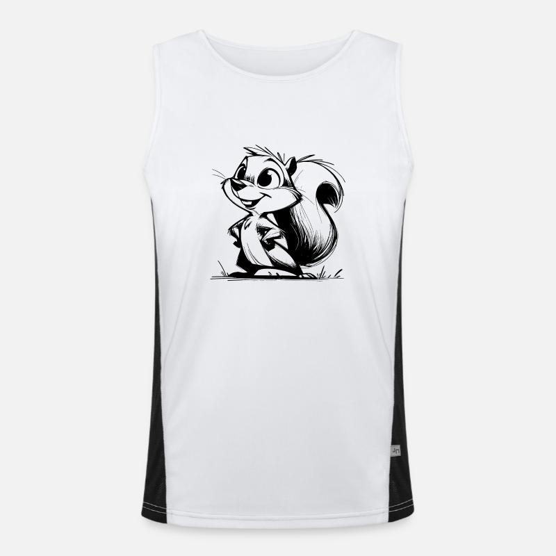 Putziges Eichhörnchen Bleistift Zeichnung Funktionelles Kontrast-Tank Top für Männer 
