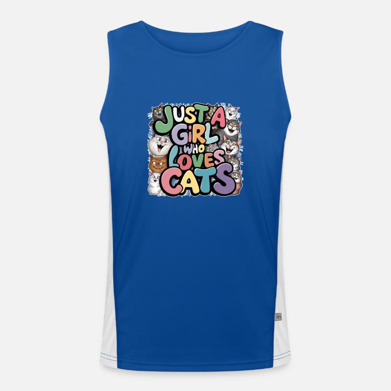 Nur ein Mädchen, das Katzen liebt Funktionelles Kontrast-Tank Top für Männer 