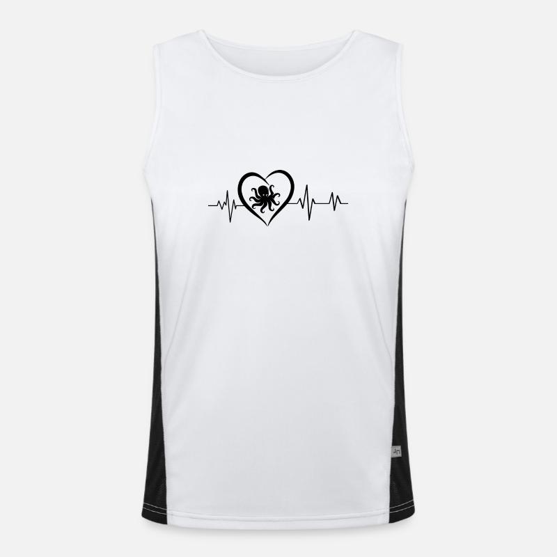 octopus heartbeat - Men's Functional Contrast Tank Top  - white/black