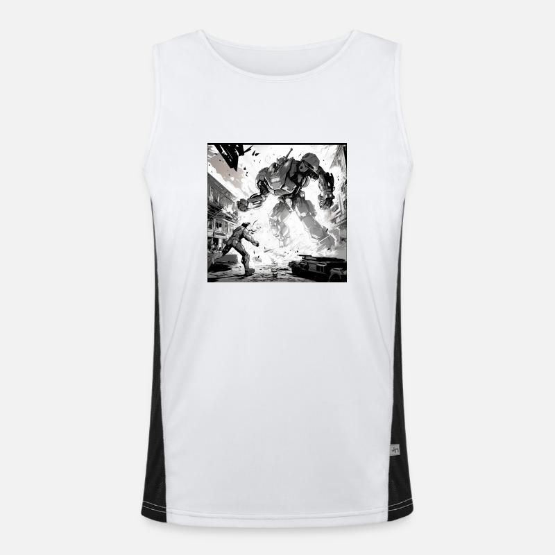 Roboter-Kampf-Comic Funktionelles Kontrast-Tank Top für Männer 