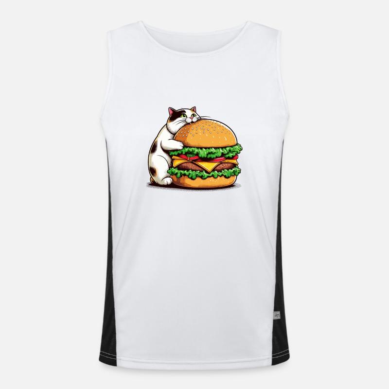 Chat qui mange un énorme burger Débardeur respirant contrasté Homme 