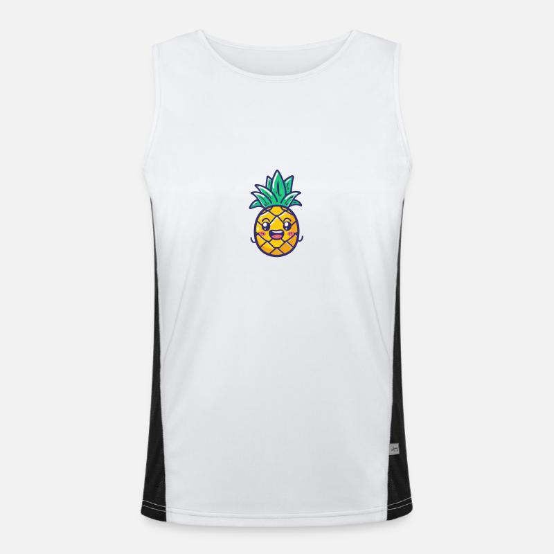 Ananas heureux dans le style de dessin animé jaune Débardeur respirant contrasté Homme 
