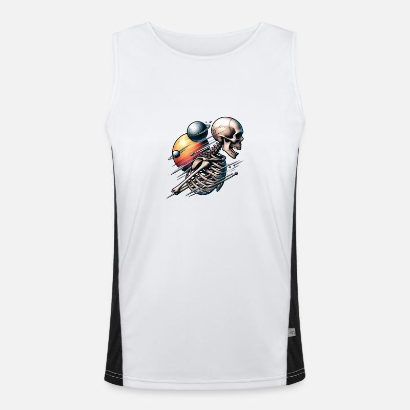 Cosmic Skeleton,Mystical Journey Men's Functional Contrast Tank Top 