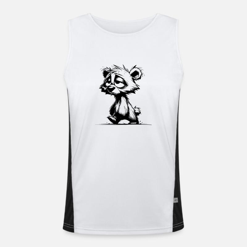 Fuzzy sleeping tired bear sketch Men's Functional Contrast Tank Top 