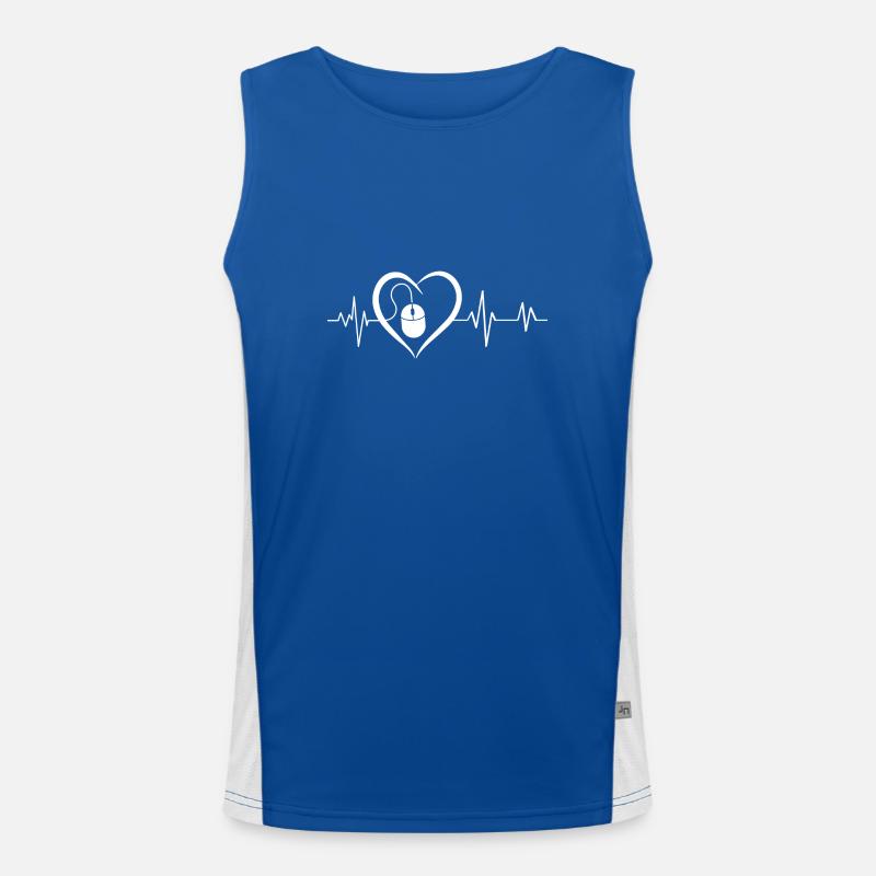 Heartbeat Computer Mouse Men's Functional Contrast Tank Top 