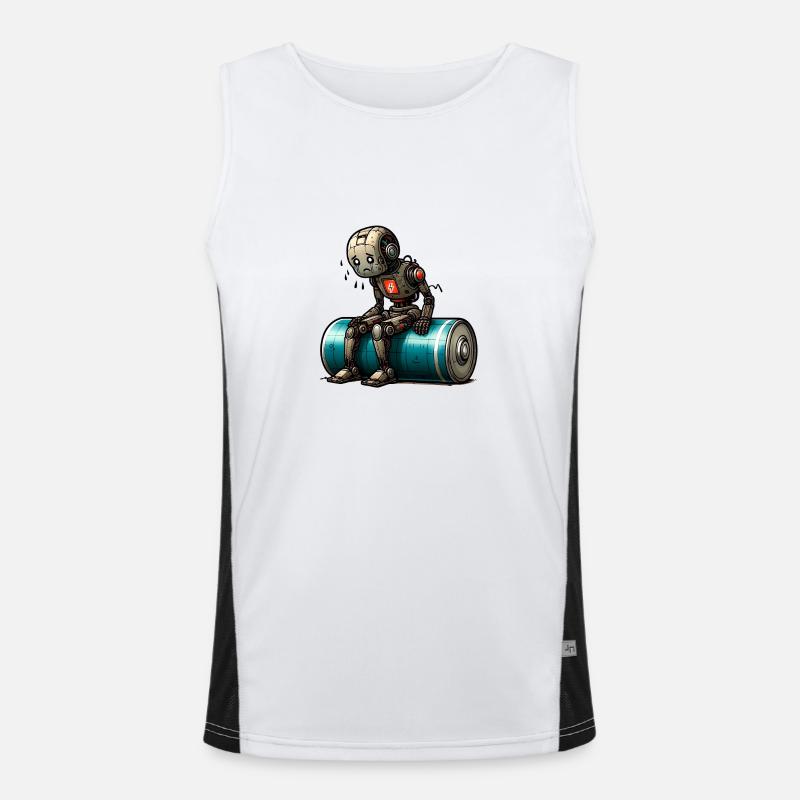 Low battery, faulty system, bot-problems! - Men's Functional Contrast Tank Top  - white/black
