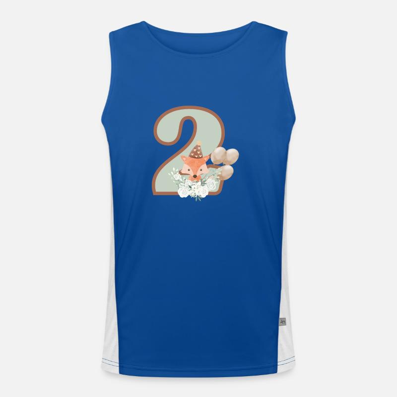2nd Birthday Fox Flowers Men's Functional Contrast Tank Top 