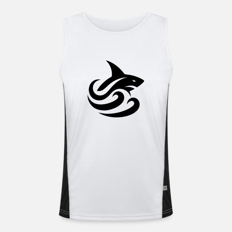 requin dans les vagues tatouage style logo Débardeur respirant contrasté Homme 