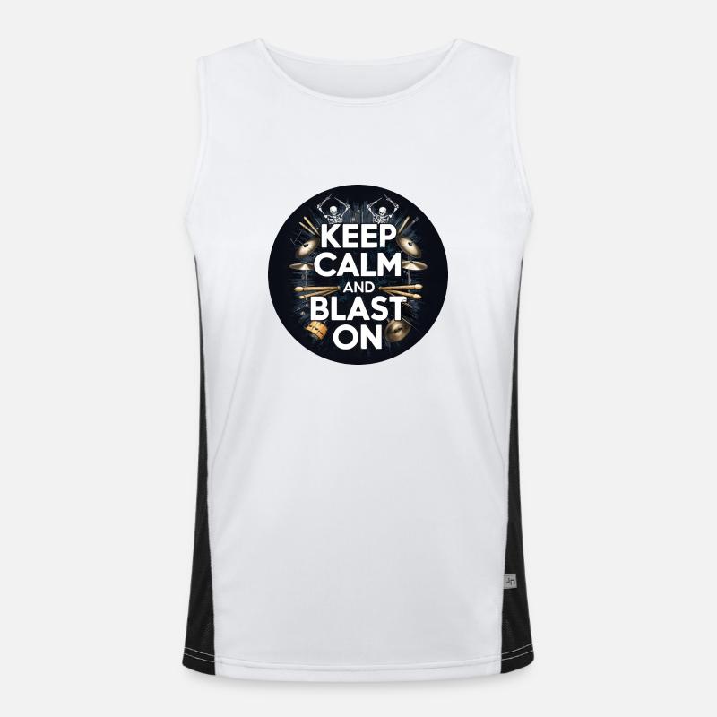 Drummer Blast Beats KEEP CALM AND BLAST ON Men's Functional Contrast Tank Top 