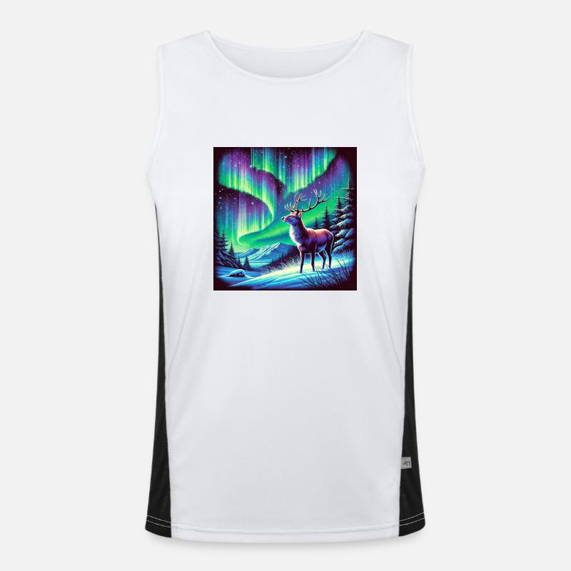 Hirsch Aurora Borealis Funktionelles Kontrast-Tank Top für Männer 