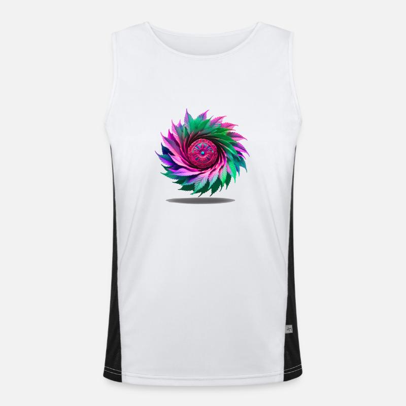 Medaillon Hanf Cannabis Bubatz Blüte rosa mintgrün Funktionelles Kontrast-Tank Top für Männer 