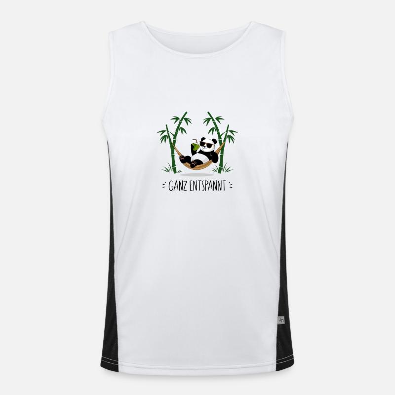 Ganz entspannt - Panda Funktionelles Kontrast-Tank Top für Männer 
